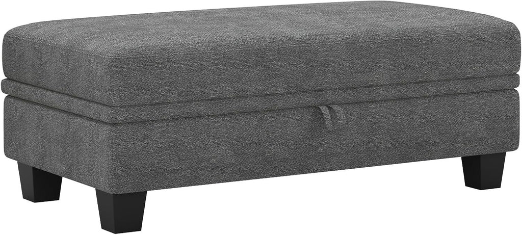 Belffin Fabric Large Ottoman with Storage for Modular Sectional Couch. Light Grey.