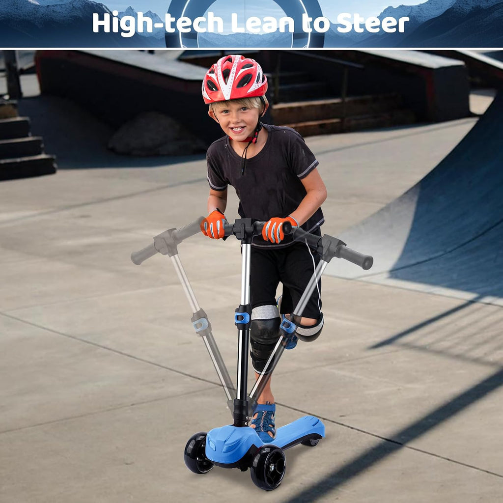 24V Electric Scooter for Kids w/150W Powerful Motor, Thumb Throttle, LCD Screen, Bluetooth, Light-Up Stem Deck & Wheels, 3 Adjustable Heights, 5MPH Safe Speed, 3 Wheel Electric Scooter for Kids