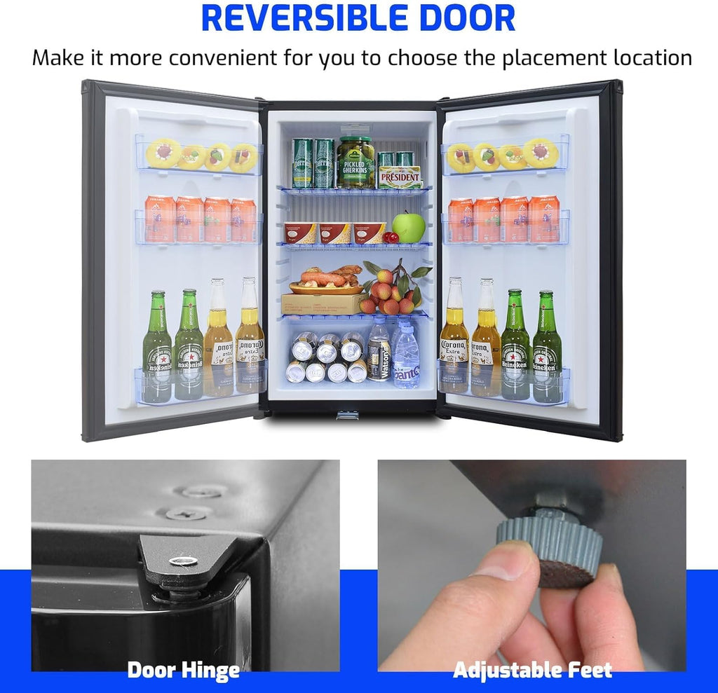 12V RV Refrigerator with Lock, 1.7 Cu.Ft Compact Refrigerator, 12V Mini Fridge Silent Semi Truck Refrigerator, Small Fridge with Reversible Door Compact Refrigerator for RV, Camping, Boat Use