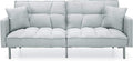 Best Choice Products Convertible Linen Fabric Tufted Split-Back Plush Futon Sofa Furniture for Living Room, Apartment, Bonus Room, Overnight Guests w/ 2 Pillows, Wood Frame, Metal Legs - Light Gray