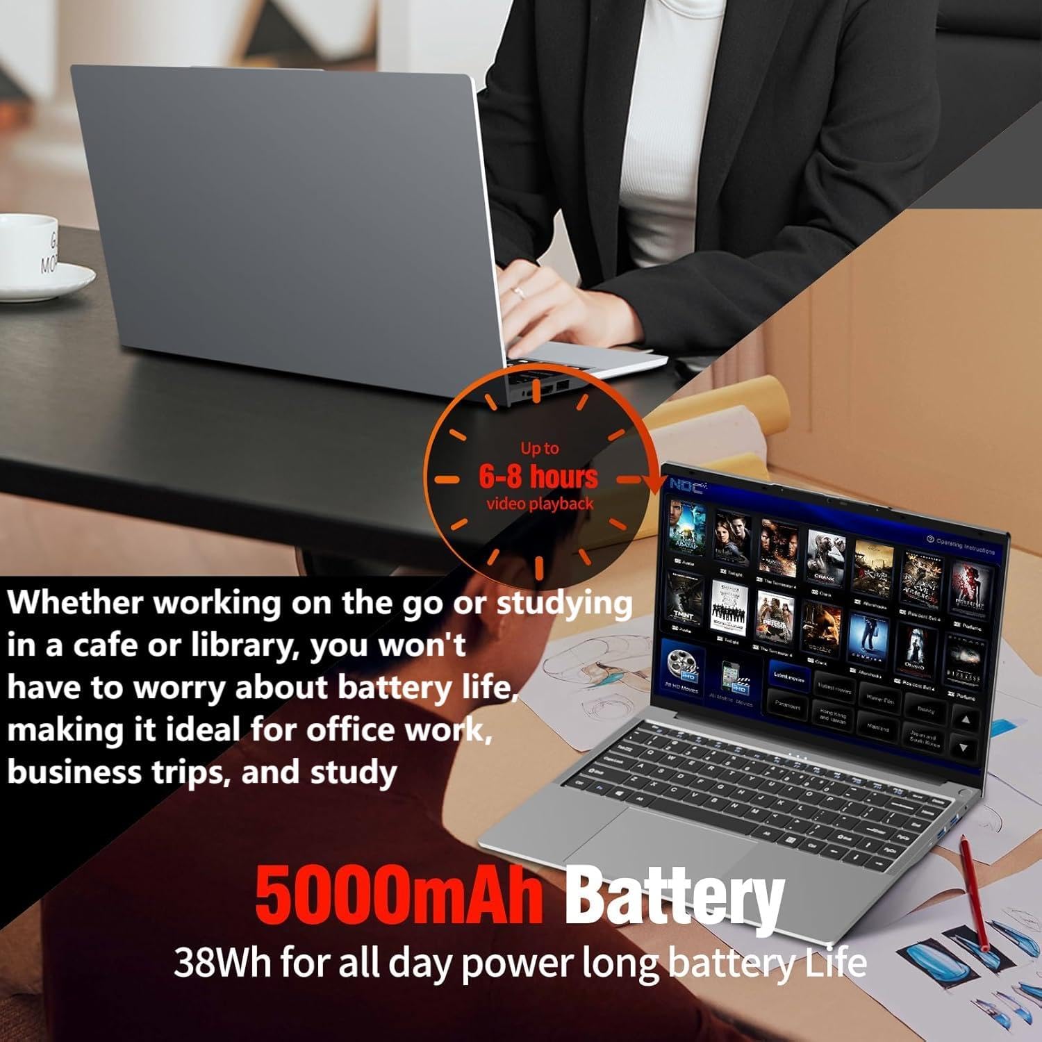 KUMNOSAL 2026 Laptop,15.3 Inch Laptop with i5-8210Y(Up to 3.6GHz), 24GB RAM 512GB SSD,FHD IPS 1200p,180°Open Portable Laptop, WiFi 5, UHD Graphics, Laptops for Business Student Light Gaming