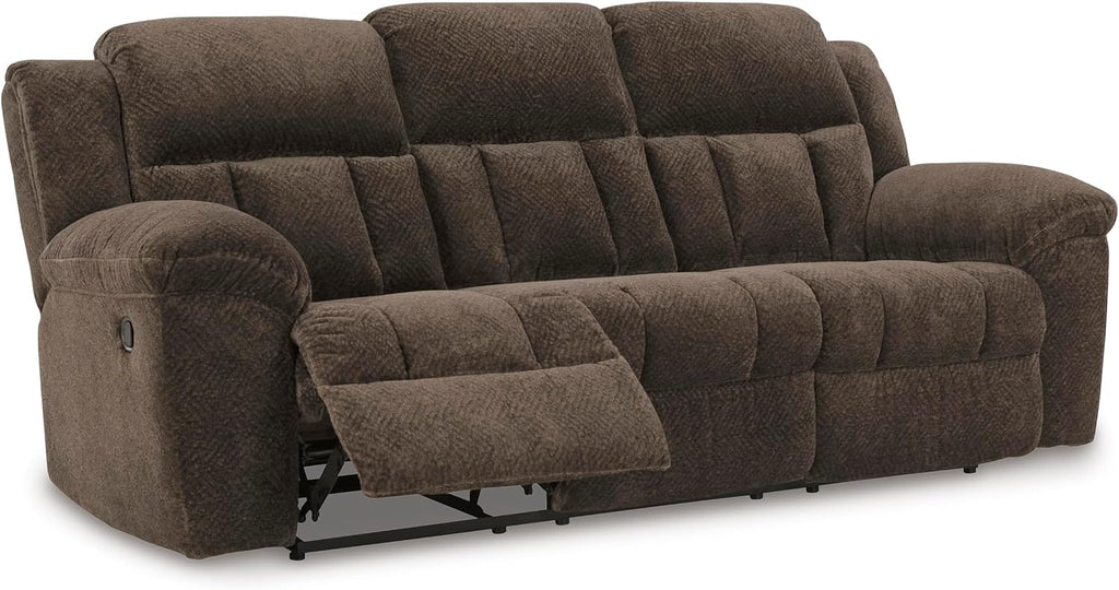 Signature Design by Ashley Frohn Modern Manual Reclining Sofa, Dark Brown