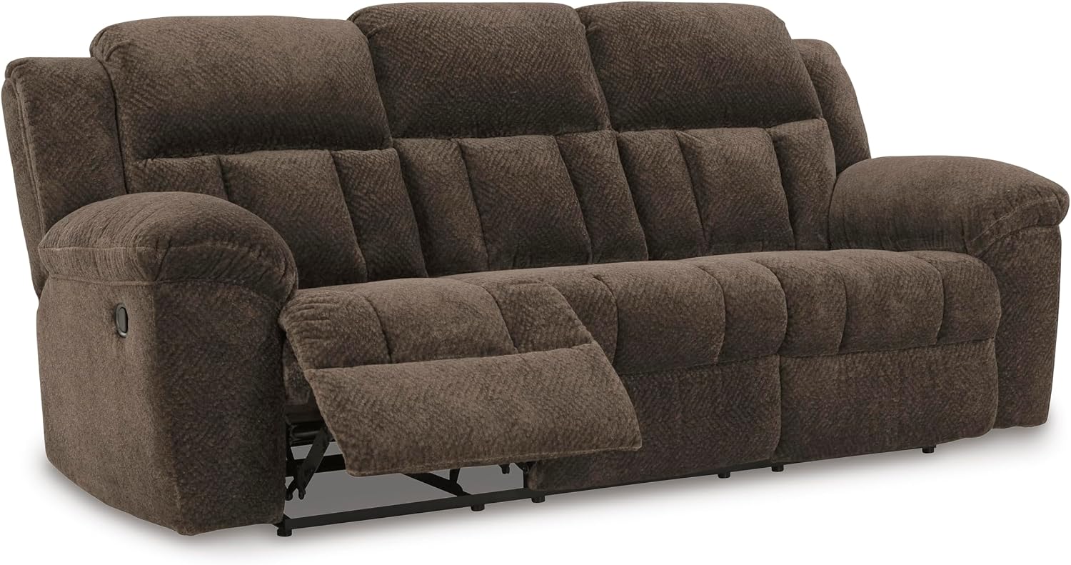 Signature Design by Ashley Frohn Modern Manual Reclining Sofa, Dark Brown