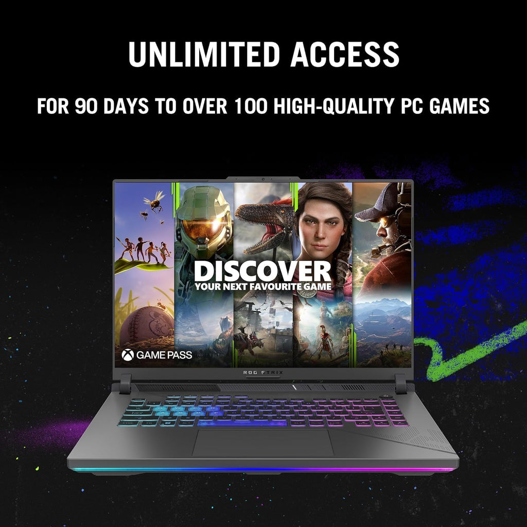 ASUS ROG Strix G16 Gaming Laptop, with Office Lifetime License, 16' WQXGA 240Hz Display, Intel 24-Core i9-14900HX, 16 GB DDR5, 1 TB SSD, GeForce RTX 4060, Wi-Fi 6E, Backlit KB, Windows 11 Pro