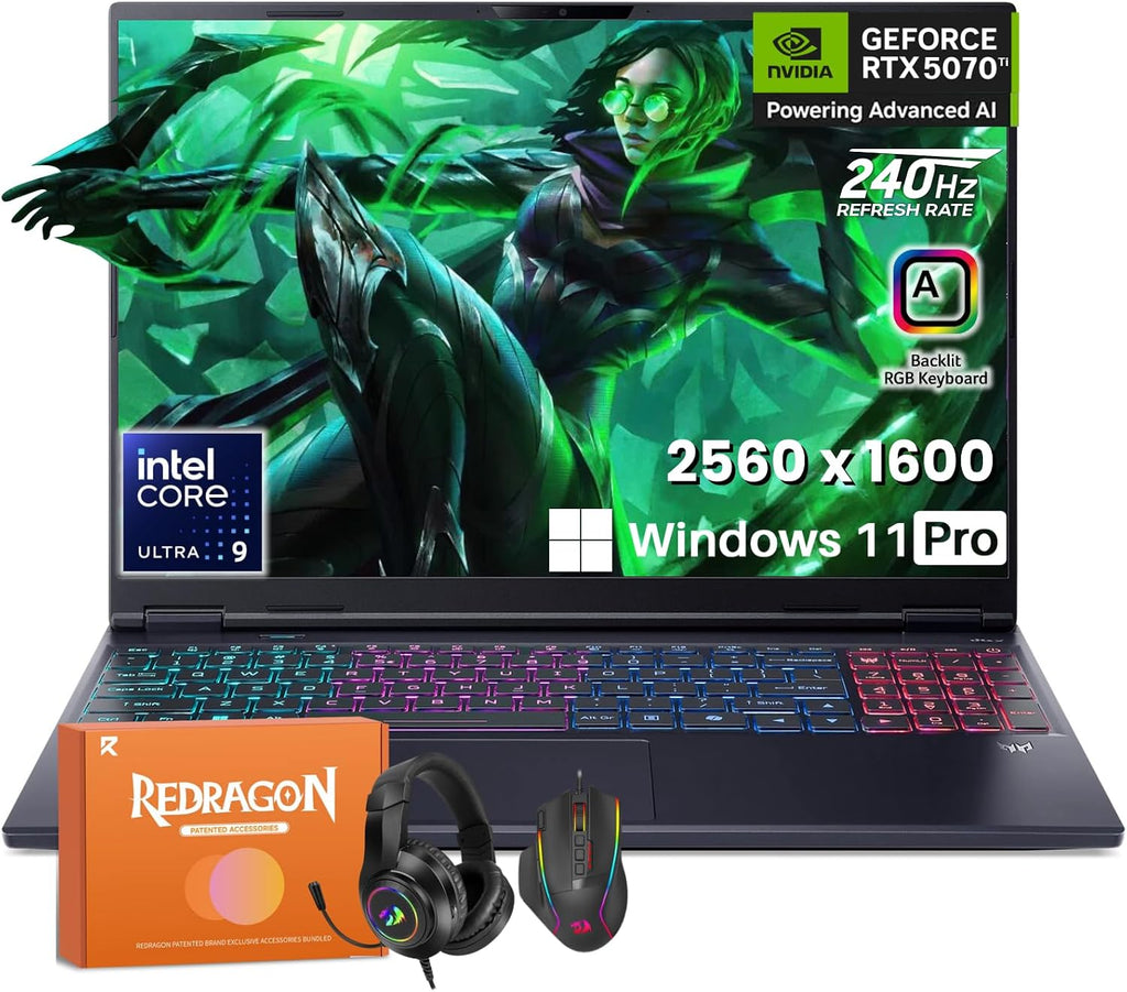 acer Predator Helios Neo 16S AI Gaming Laptop 2025, NVIDIA RTX 5070 Ti, 16' 2.5K 240Hz 500 Nits Display, Intel Ultra 9 275HX, RGB Backlit KB, 32GB DDR5, 1TB SSD, Thunderbolt, Win 11 Pro, Accessories
