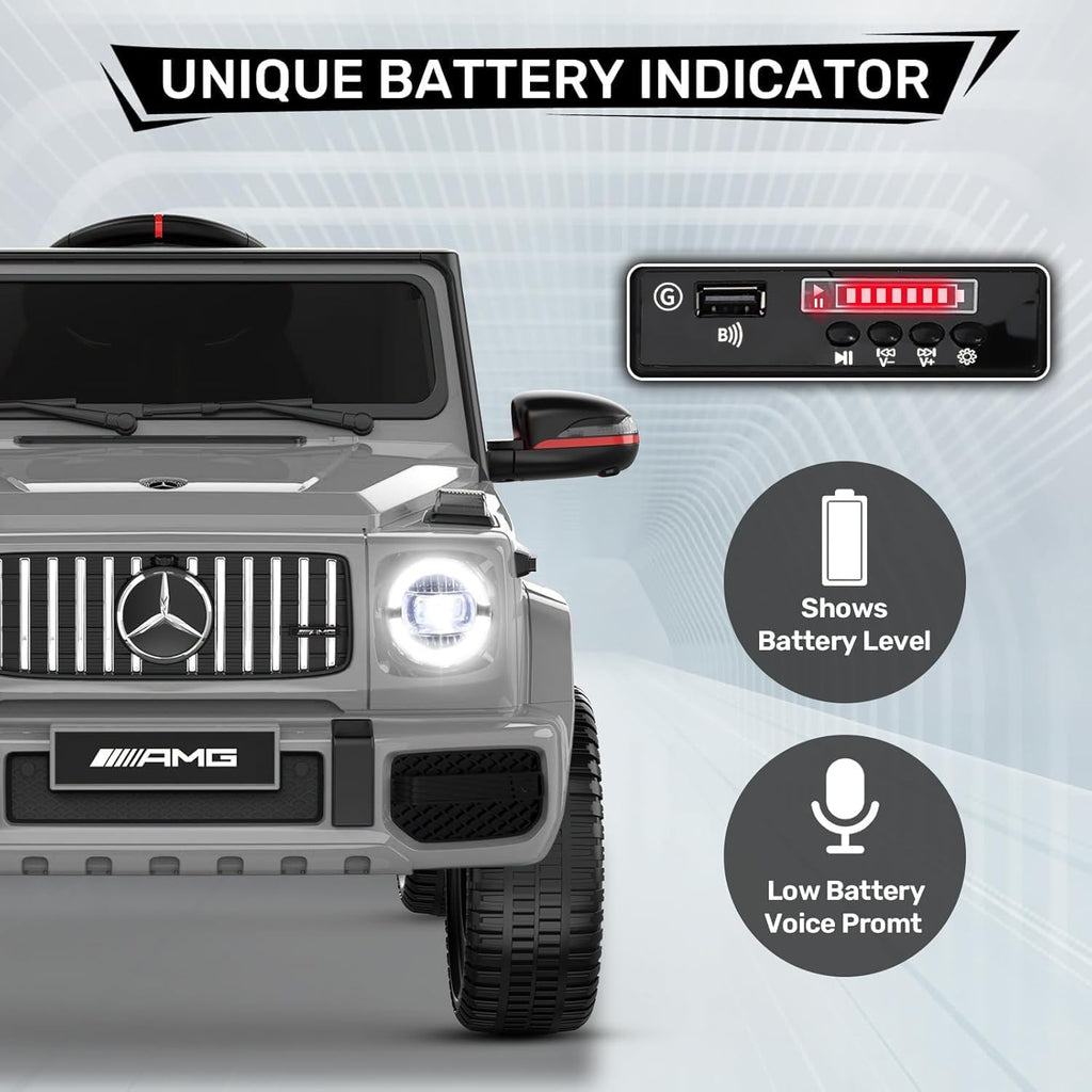 ANPABO Licensed Mercedes-Benz G63 Car for Kids, 12V Ride on Car w/Parent Remote Control, LED Headlights, Music Player & Horn, Soft Start, Low Battery Prompt, Kids Electric Car, Grey