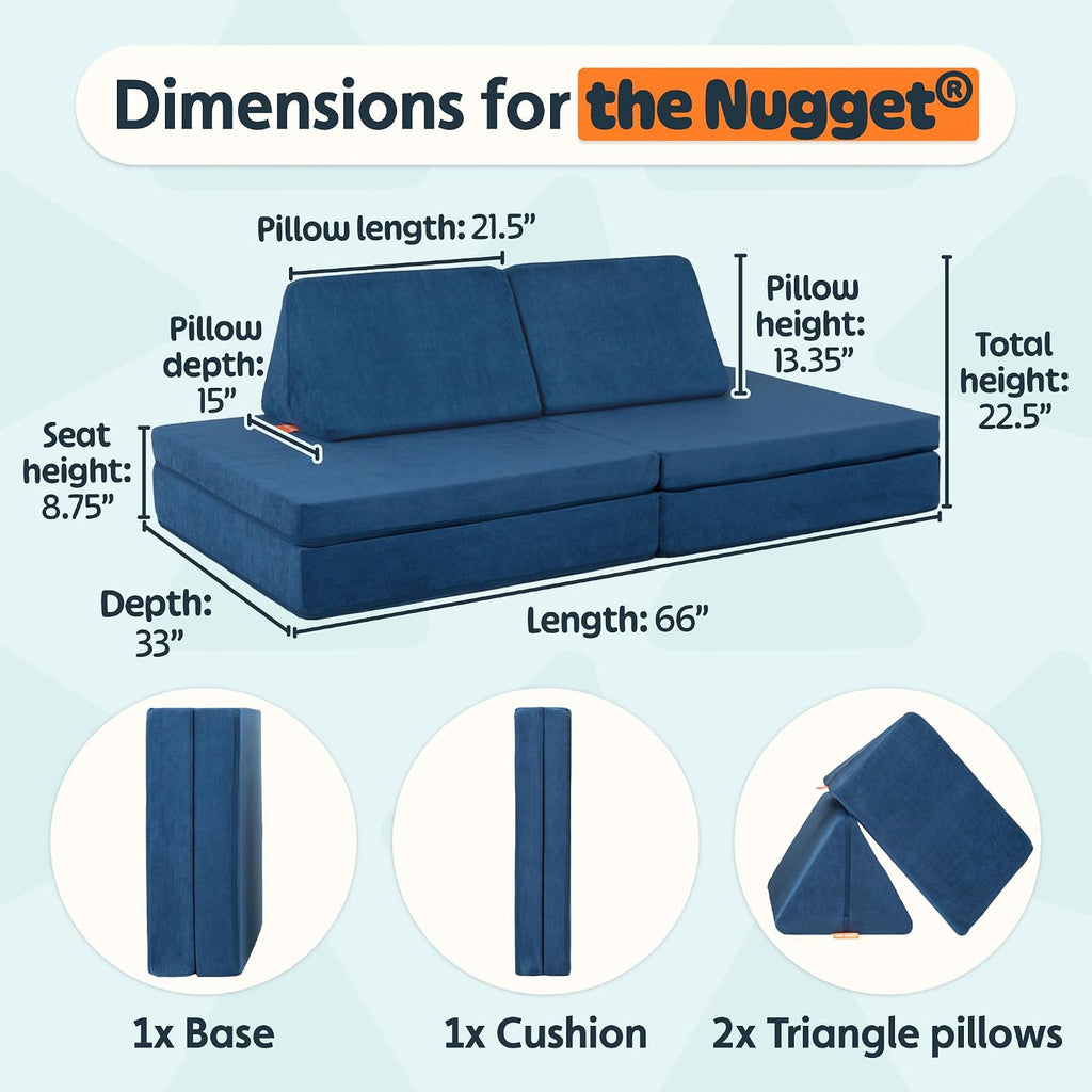 Nugget - The Original Play Couch for Kids - Modular Foam Children's Sofa for Playroom, Imagination, & Creative Open Ended Play - Washable & Convertible Playroom Furniture, Blueridge