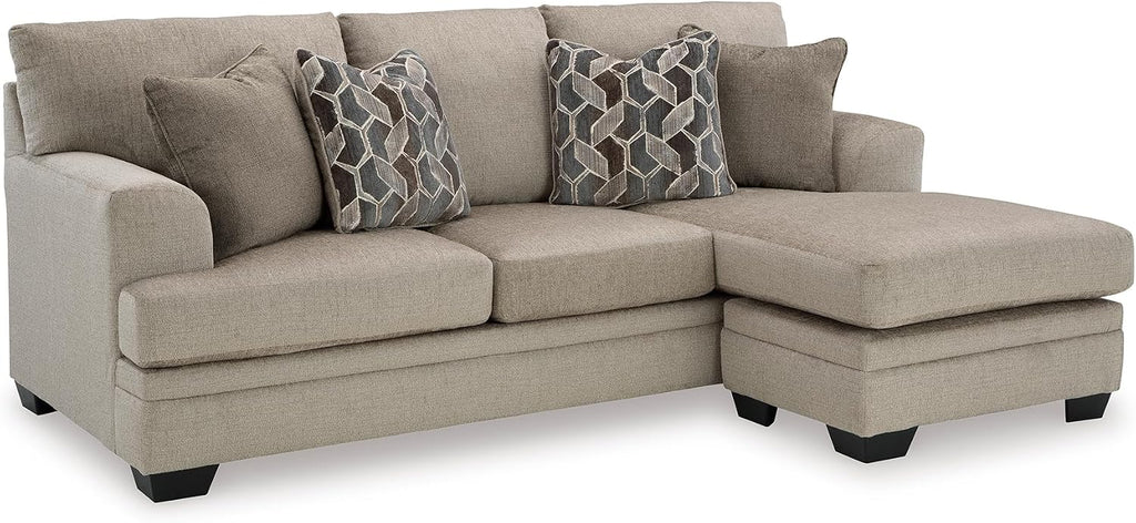 Signature Design by Ashley Stonemeade Casual Right-Arm Facing Sofa Chaise with 4 Toss Pillows, Light Brown