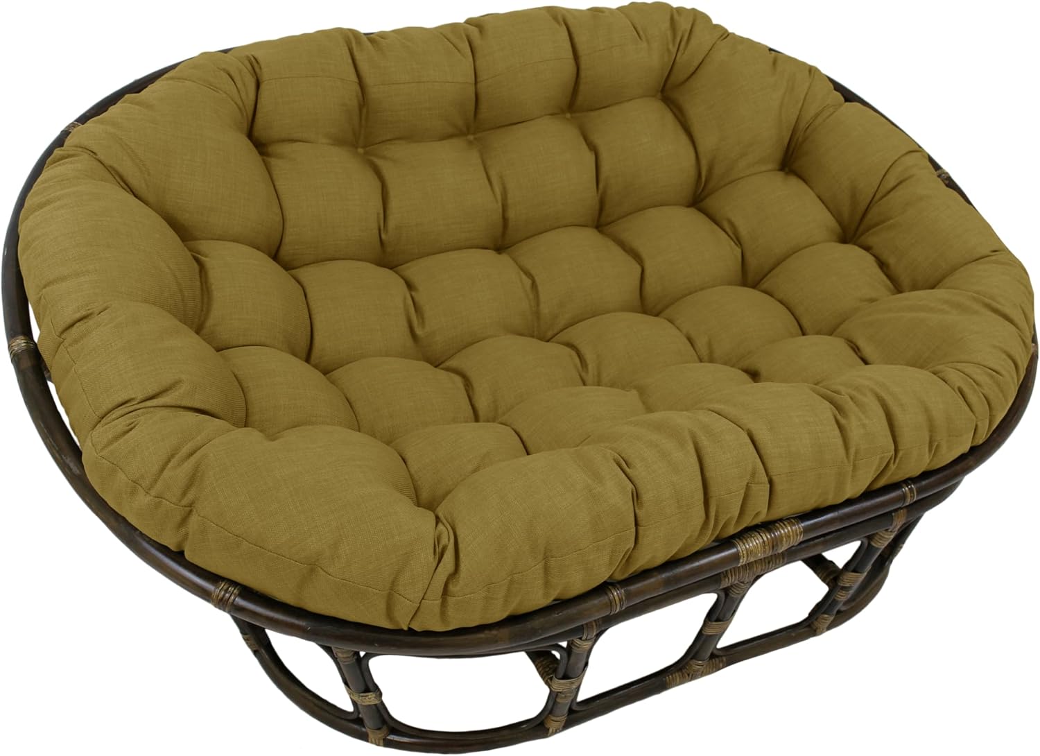 Blazing Needles Solid Outdoor Spun Polyester Double Papasan Cushion, 65' x 48', Wheat