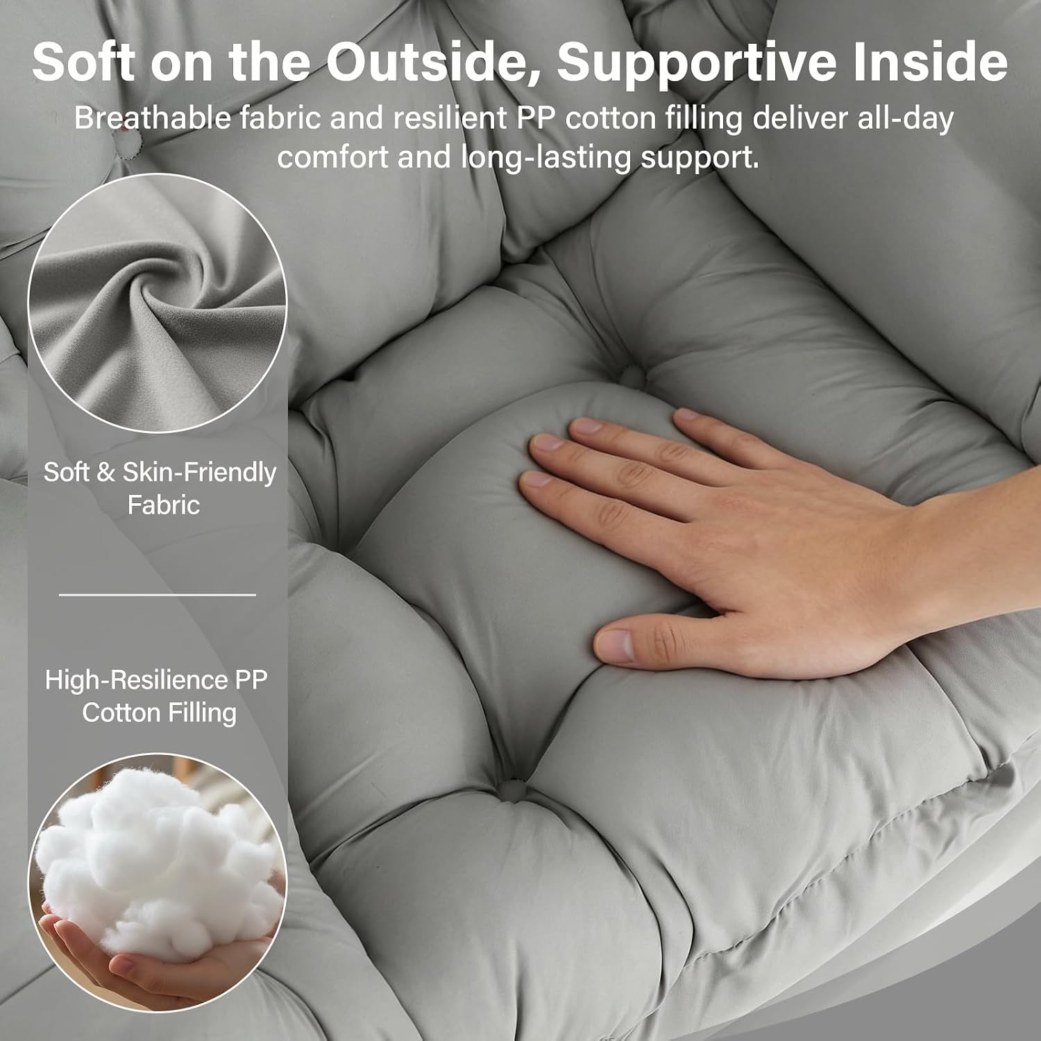MBOOYOME Lazy Chair with Folding Ottoman, Modern Accent Lounge Armchair with Armrests and a Side Pocket & Foldable Footstool, Leisure Reading Chair for Living Room, Bedroom, Dorm & Office, Light Grey
