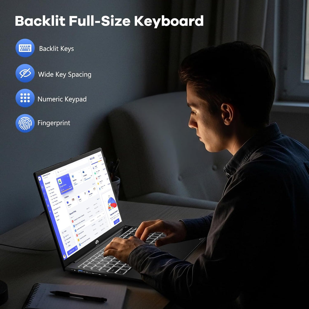 NIMO 15.6' FHD IPS Laptop, i5-12450H 8-Core (Beats i7-11800H), 16GB RAM 1TB SSD, Backlit Keyboard, Fingerprint, 100W Type-C Fast Charger, WiFi 6, Ideal for Students & Home Office Computer