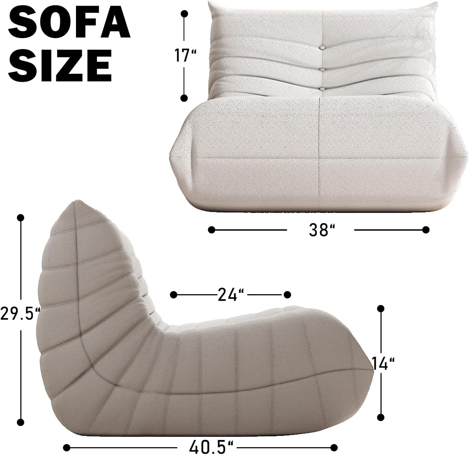 YVDNHP Bean Bag Chair for Adults, Oversized Fireside Chair Comfy Lazy Floor Sofa, Single Seat Sofa Couch Memory Foam Bean Bag Chair for Living Room, Bedroom Apartment Office (Beige)