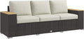 Outsunny 3-Seat Outdoor Patio Sofa with 24.5' Extra Wide Deep Seats, PE Wicker Sofa with Wide Wood Effect Armrests and 4' Cushions, Rattan Outdoor Couch for Porch, Garden, Poolside, Beige