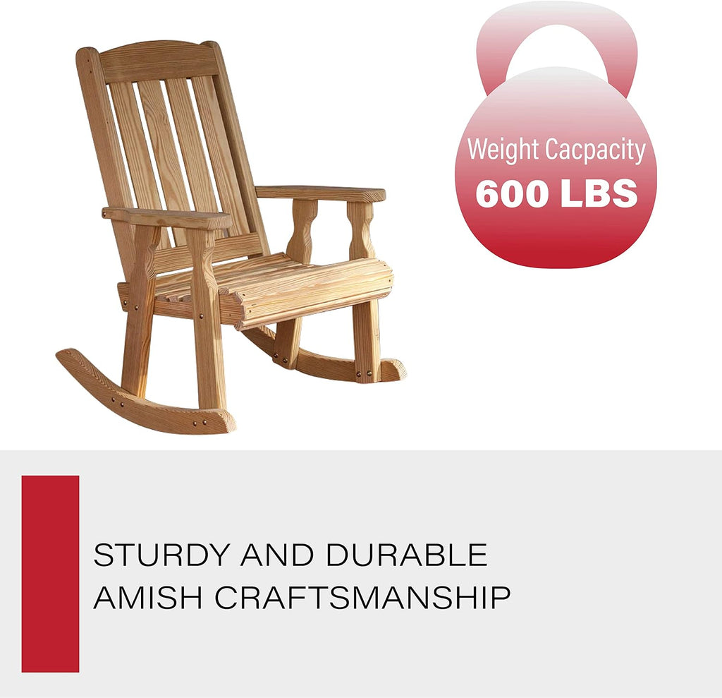 Amish Heavy Duty 600 Lb Mission Pressure Treated Rocking Chair (Unfinished)