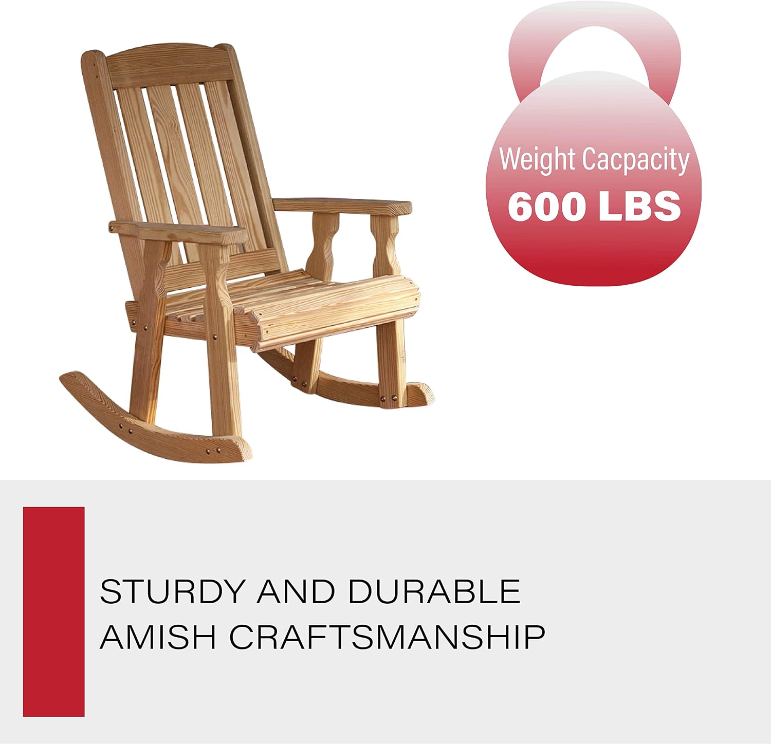 Amish Heavy Duty 600 Lb Mission Pressure Treated Rocking Chair (Unfinished)