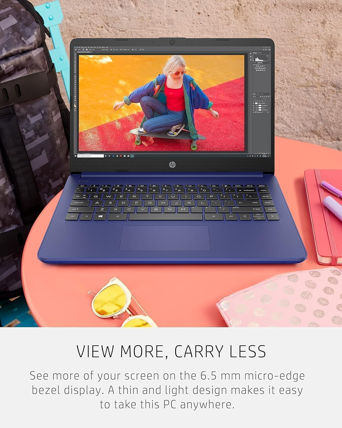 HP 14 Inch Laptop | Touchscreen | Ryzen 7 5700U, AMD 8-Core Processor | 32GB DDR4 RAM, 1TB SSD | Windows 11 | Blue | Micro-Edge | Light and Thin | True Vision 720p HD Cam | McAfee Protection