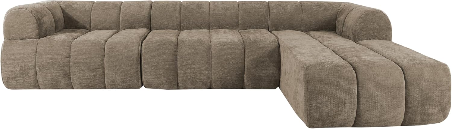 Christopher Knight Home Mania 122' Modular L-Shape Sofa Couch with Chaise Lounge, Modern Sectional Sofa Set for Living Room, Boucle Fabric Upholstered Cloud Couch with Deep Seat, Brown