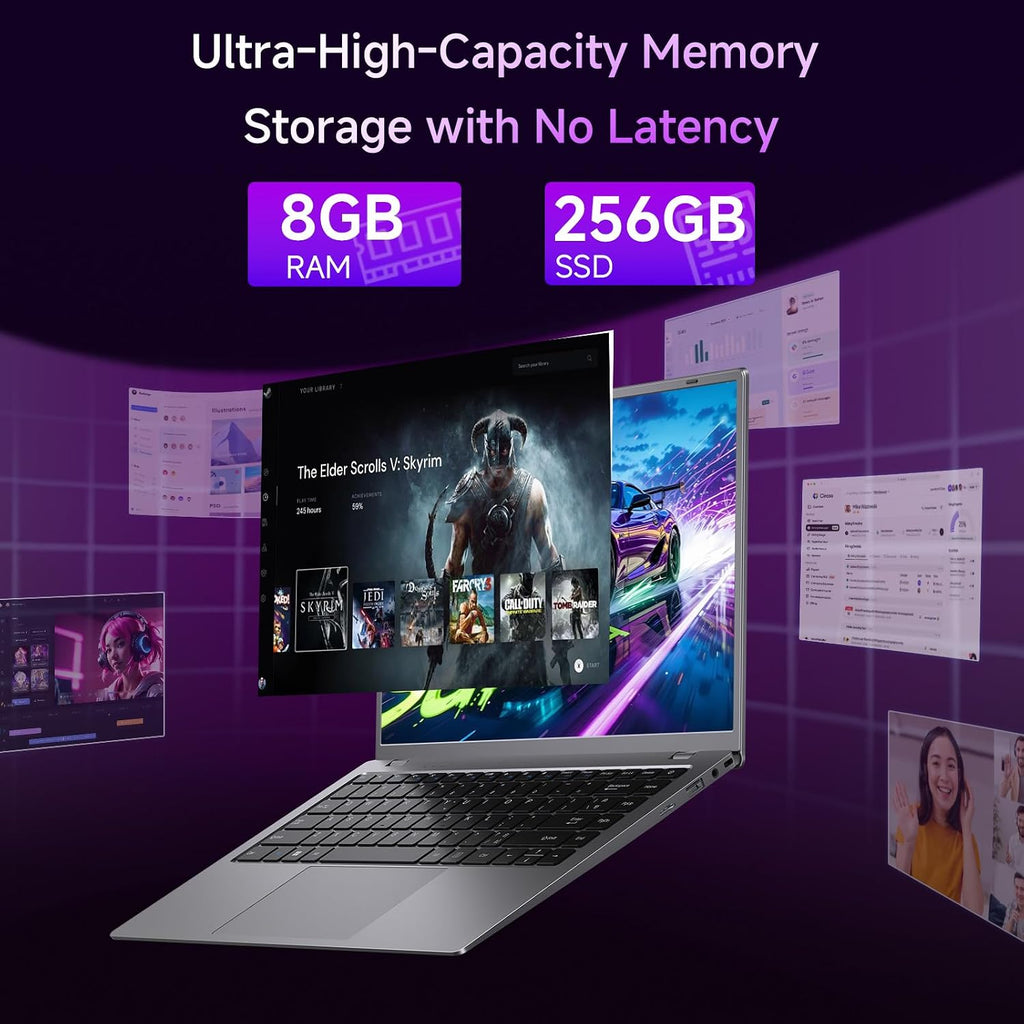 2026 Laptop Computer, Gold Pentium Processor (Up to 3.4GHz), 8GB RAM 256GB SSD(Expandable to 1TB), 1080P IPS FHD, 38WH, USB3.2, Type-C, HDMI, Office Suit, Win11 Laptop, Notebook Laptops