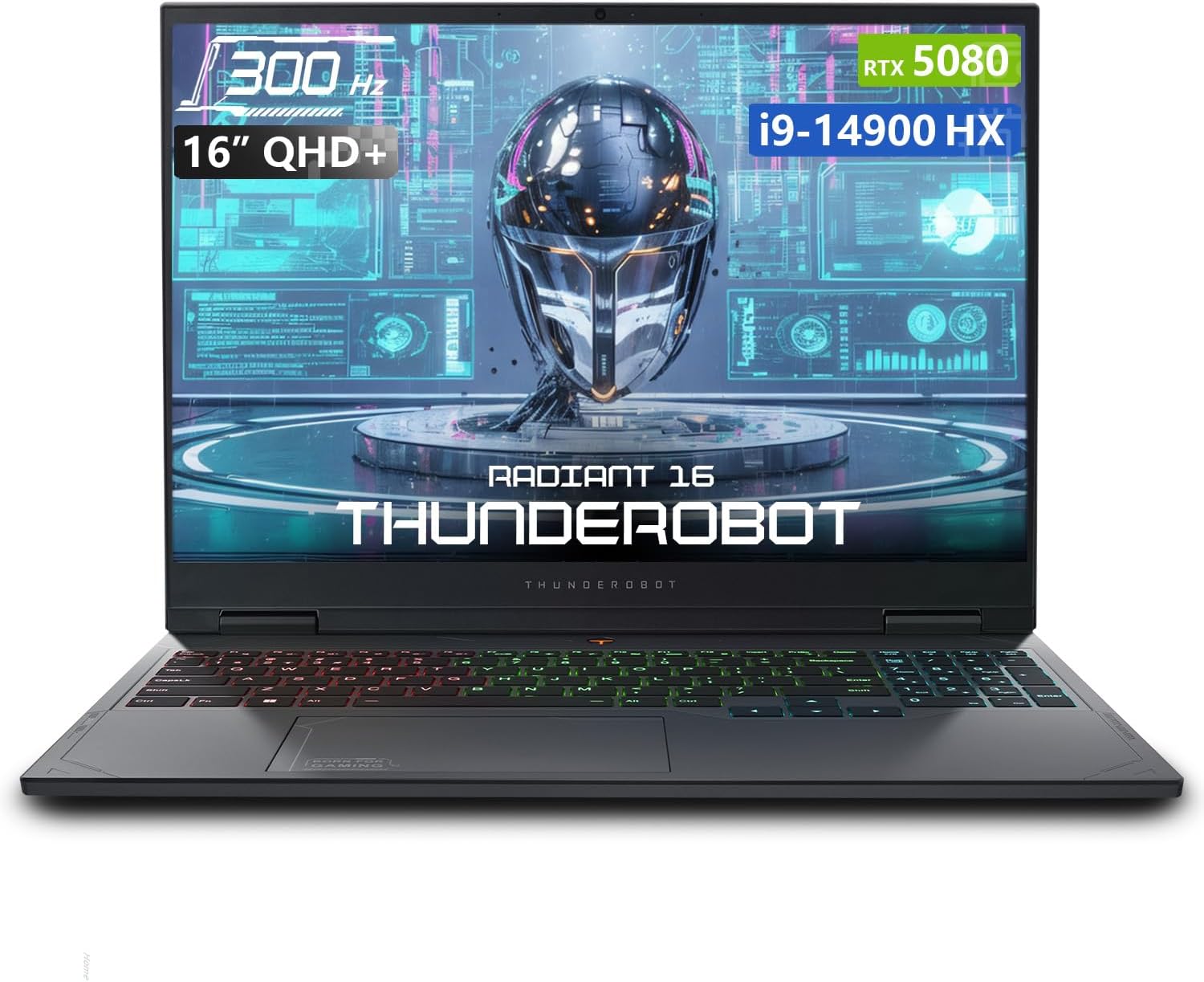 Thunderobot Radiant 16 i9 5080 2.5K Gaming Laptop | 16' QHD+ | up to 300Hz Refresh Rate | Intel Core i9-14900HX | GeForce RTX 5080 | 32GB DDR5 | 1TB SSD | RGB Backlit | Wi-Fi 6 | Win11 Home | Black