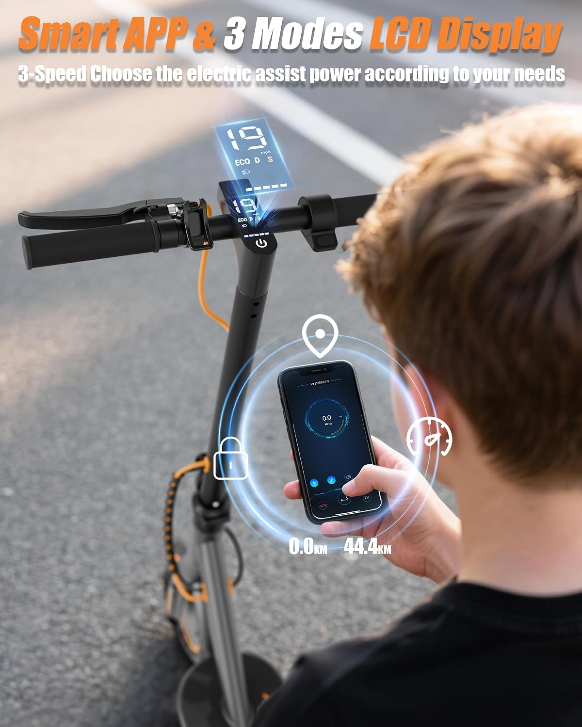MAXSHOT Electric Scooter Adults & Big Kids, Top Speed 9/16/19MPH, 10/12/16/19Miles Range, 6.5'/8.5' Tires Folding Escooter, APP Control