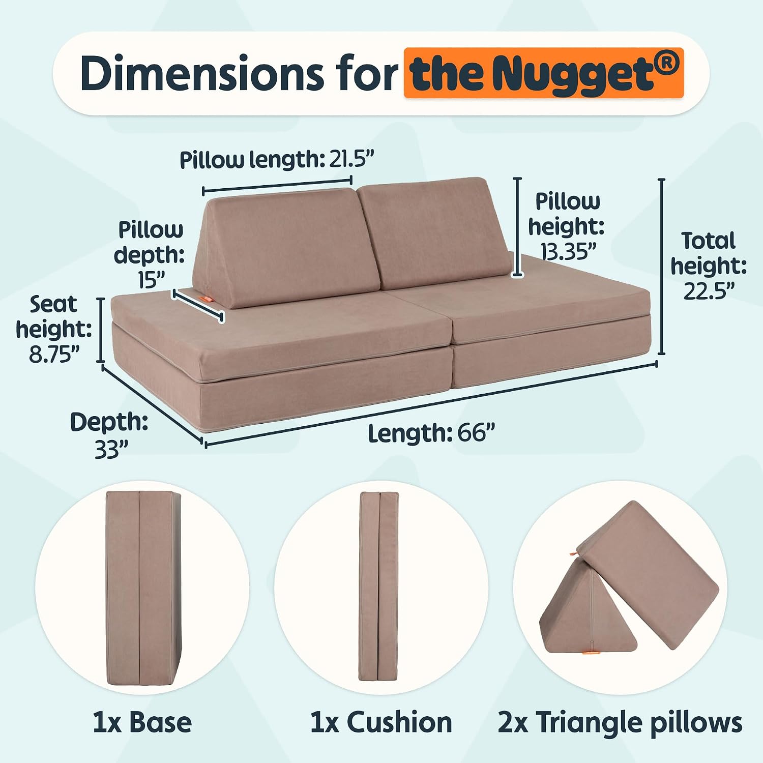 Nugget - The Original Play Couch for Kids - Modular Foam Children's Sofa for Playroom, Imagination, & Creative Open Ended Play - Washable & Convertible Playroom Furniture, Cottontail