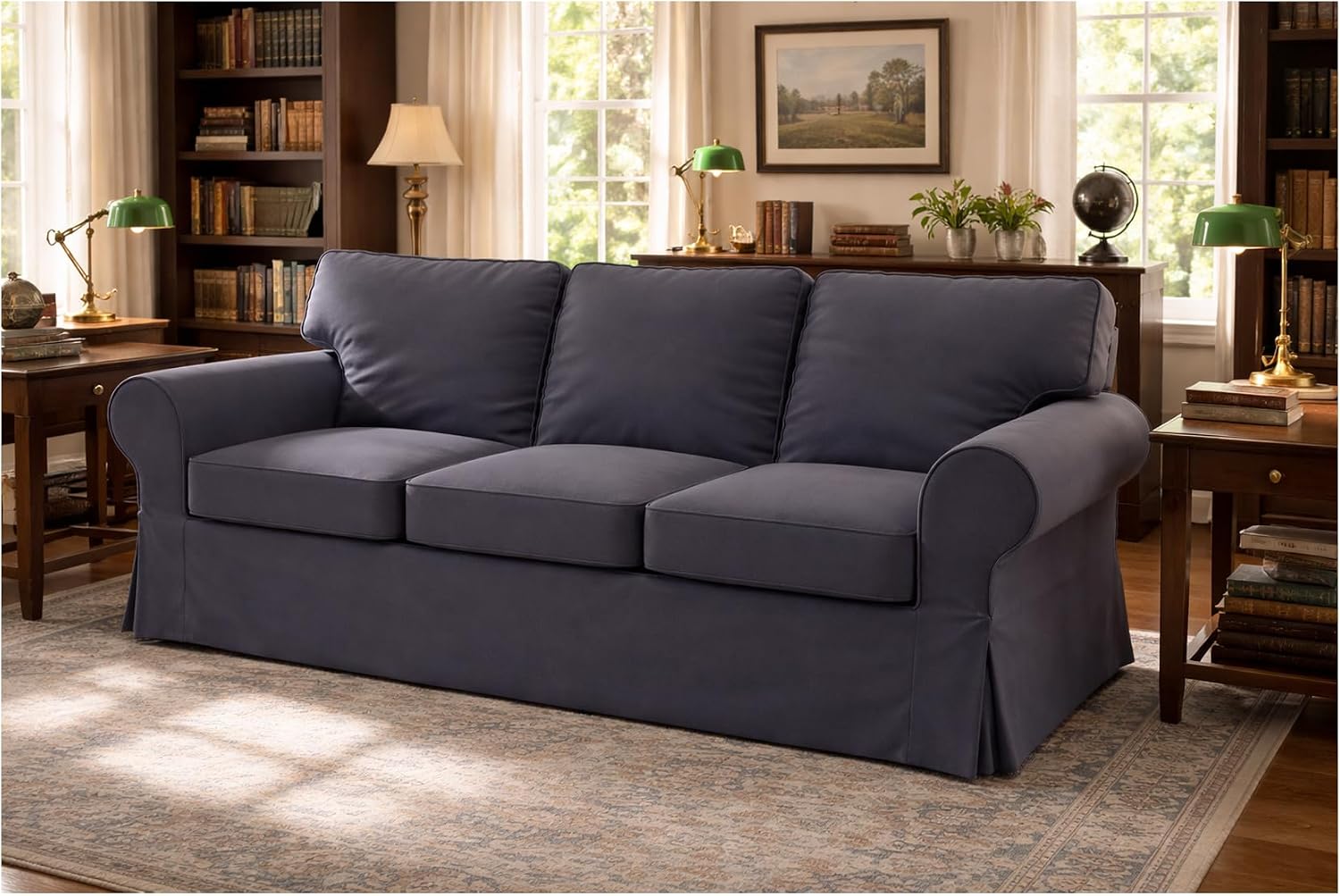 Ektorp 3 Seat Sofa Cotton Cover Replacement Slipcover Compatible with IKEA Ektorp Sofa Cover (Deep Gray)