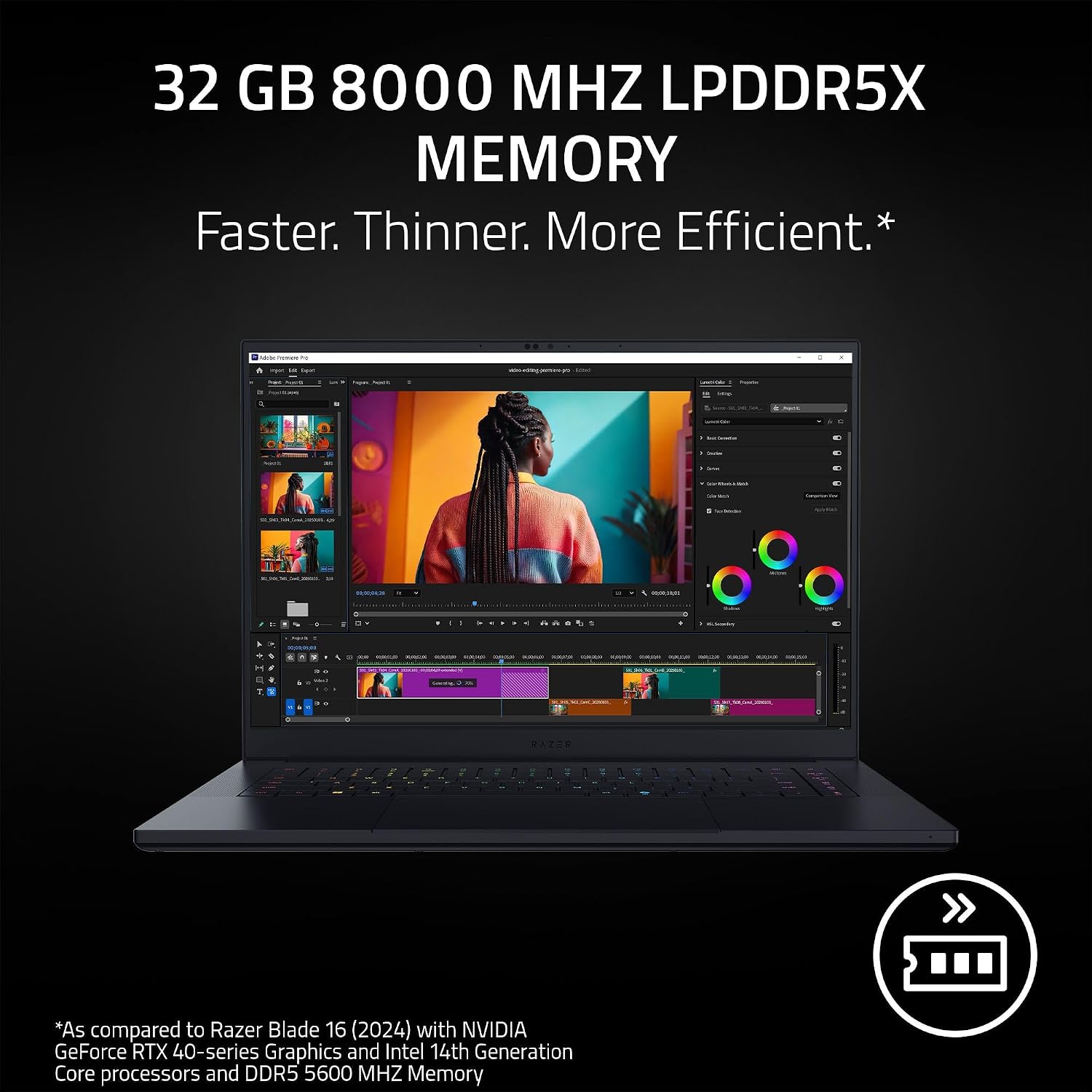 Razer Blade 16 (2025) Gaming Laptop: NVIDIA GeForce RTX 5070 Ti - AMD Ryzen AI 9 365 CPU - QHD+ 240Hz OLED Display - 32GB LPDDR5x RAM - 1TB SSD PCIe Gen4 - Windows 11 - Copilot+ PC - Chroma RGB