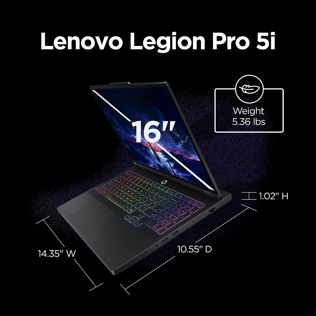 Lenovo Legion Pro 5i Gen 10 Gaming Laptop - Intel 24 Core Ultra 9 275HX, GeForce RTX 5070 Ti, 64GB RAM, 2TB SSD, 16.0' WQXGA OLED 165Hz Display, Wi-Fi 7, 24zone RGB Backlit, Win 11 Pro, Accessories