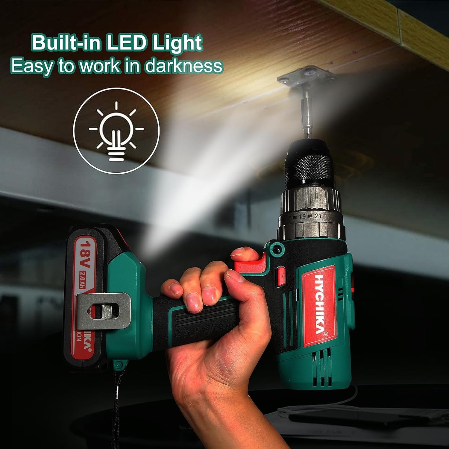 HYCHIKA Power Tool Combo Kit, 18 V Max Cordless Impact Wrench with 1/2 Impact Drivers,18V Cordless Hammer Drill Driver,2-Tool Power Tool Set