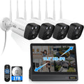 (2026 Update) Wireless WiFi Outdoor Security Camera System with Monitor, Built-in Screen NVR, Dual Antenna Cameras 55% Stronger Signal, 130° Wide Angle, 65ft Night Vision, 2-Way Audio, No Monthly Fee