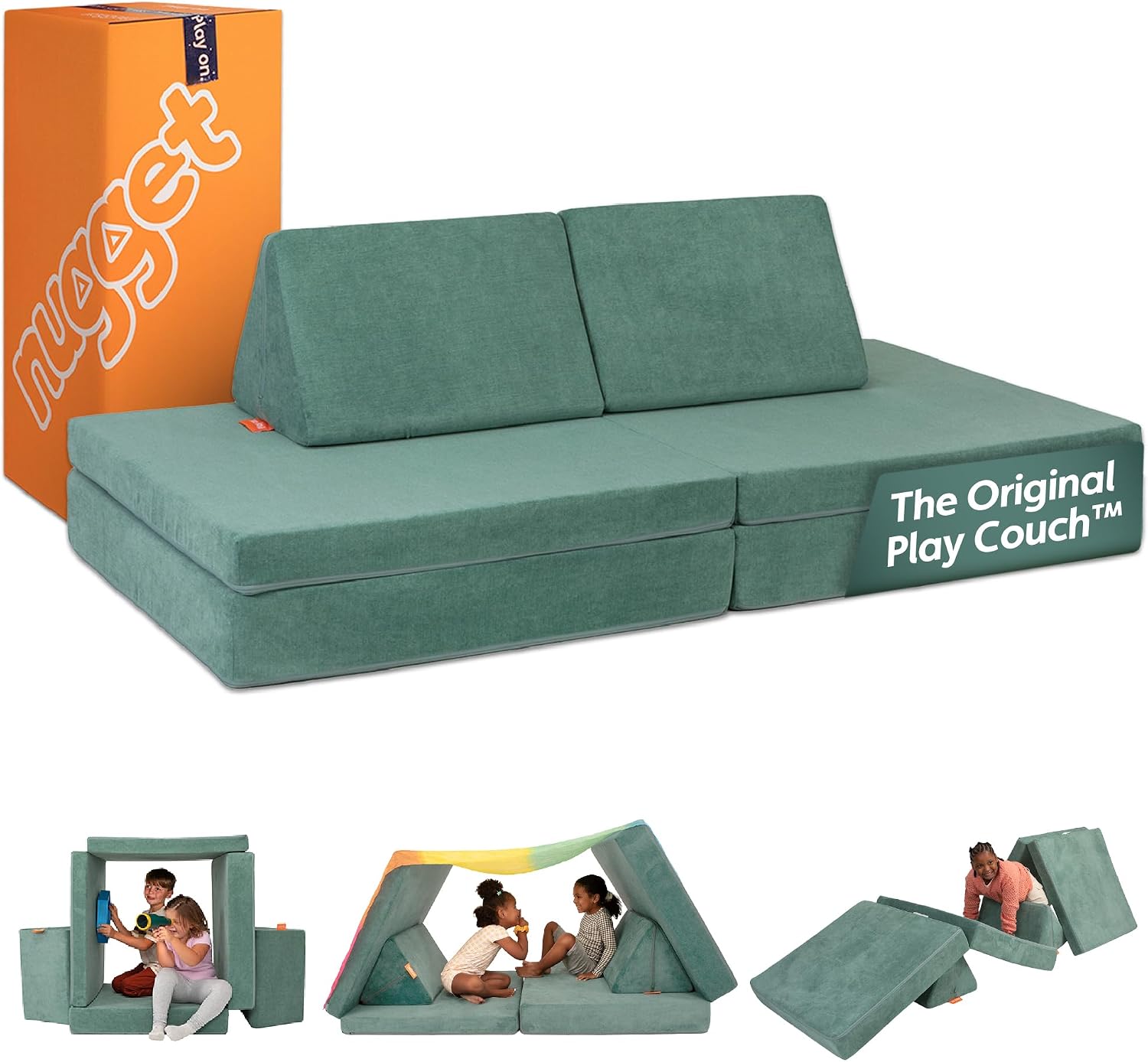 Nugget - The Original Play Couch for Kids - Modular Foam Children's Sofa for Playroom, Imagination, & Creative Open Ended Play - Washable & Convertible Playroom Furniture, Seamonster