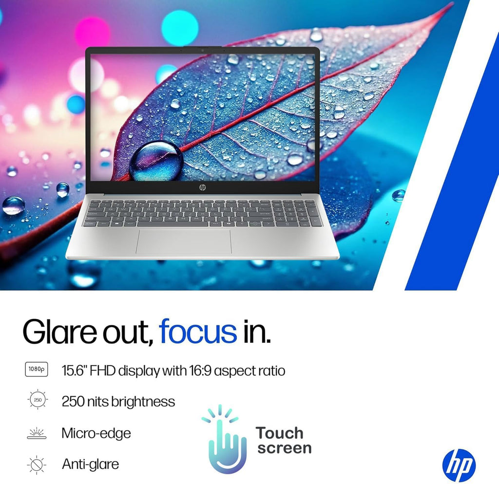 HP 15 AI-Powered Copilot Laptop, 15.6' FHD Touchscreen, 8-Cores Intel Core i3-N305 Processor, 32GB RAM, 1TB PCIe SSD, HDMI, HD Camera, Numeric Keypad, Wi-Fi 6, Windows 11 Home, Blue