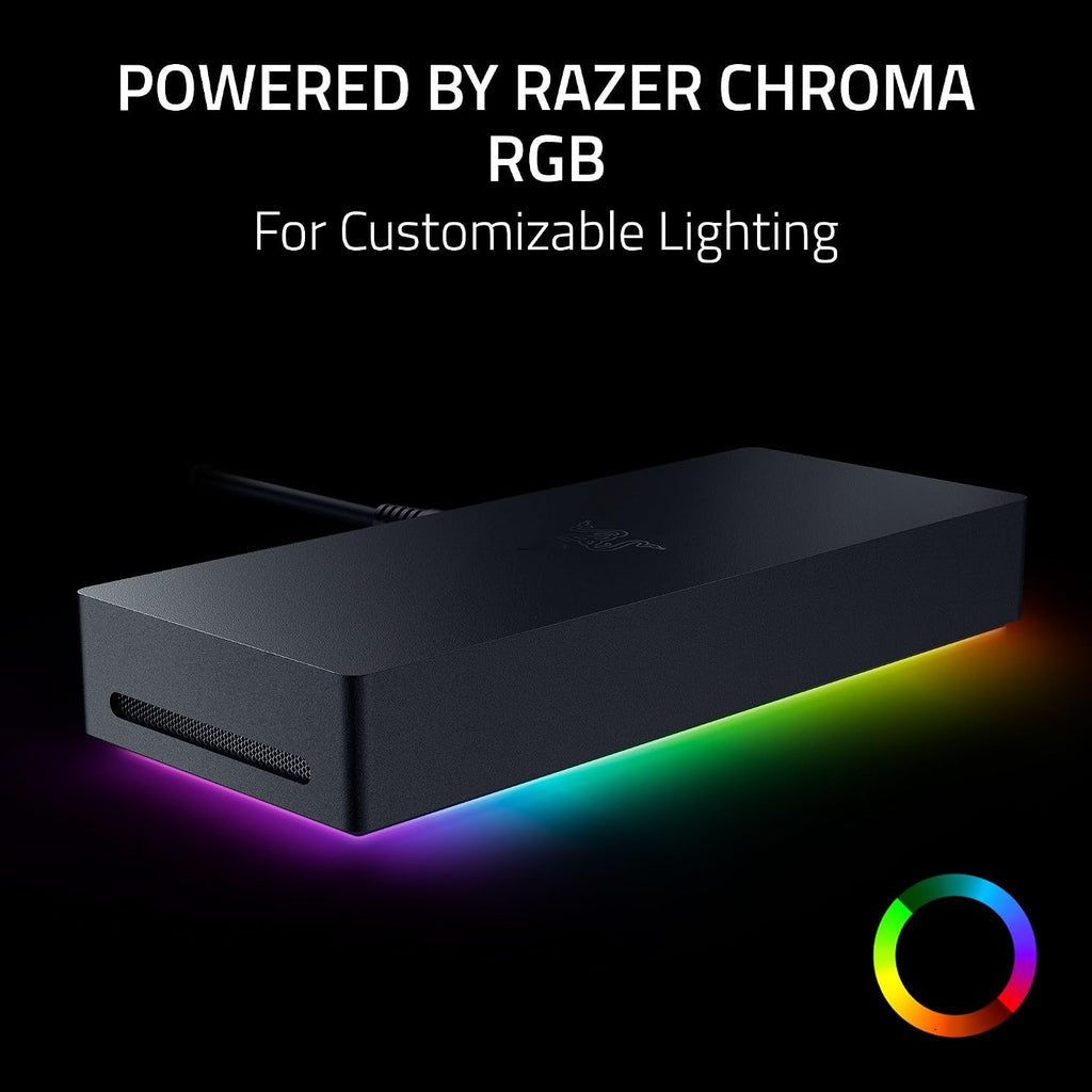 Razer Thunderbolt 5 Dock Chroma: 11 Port Docking Station with M.2 SSD Slot - 120Gbps Transfer Speeds - 3X 4K Displays at 144 Hz on TB5/4 Laptops - 140W PD Charging - Active Cooling - TB Share - Black