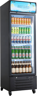 VEVOR Commercial Merchandiser Refrigerator, 15.9 Cu.Ft / 450 L Glass Door Display Refrigerator, Upright Beverage Cooler with Customizable Lightbox, 4 Adjustable Shelves & Soft LED Light for Home Shops