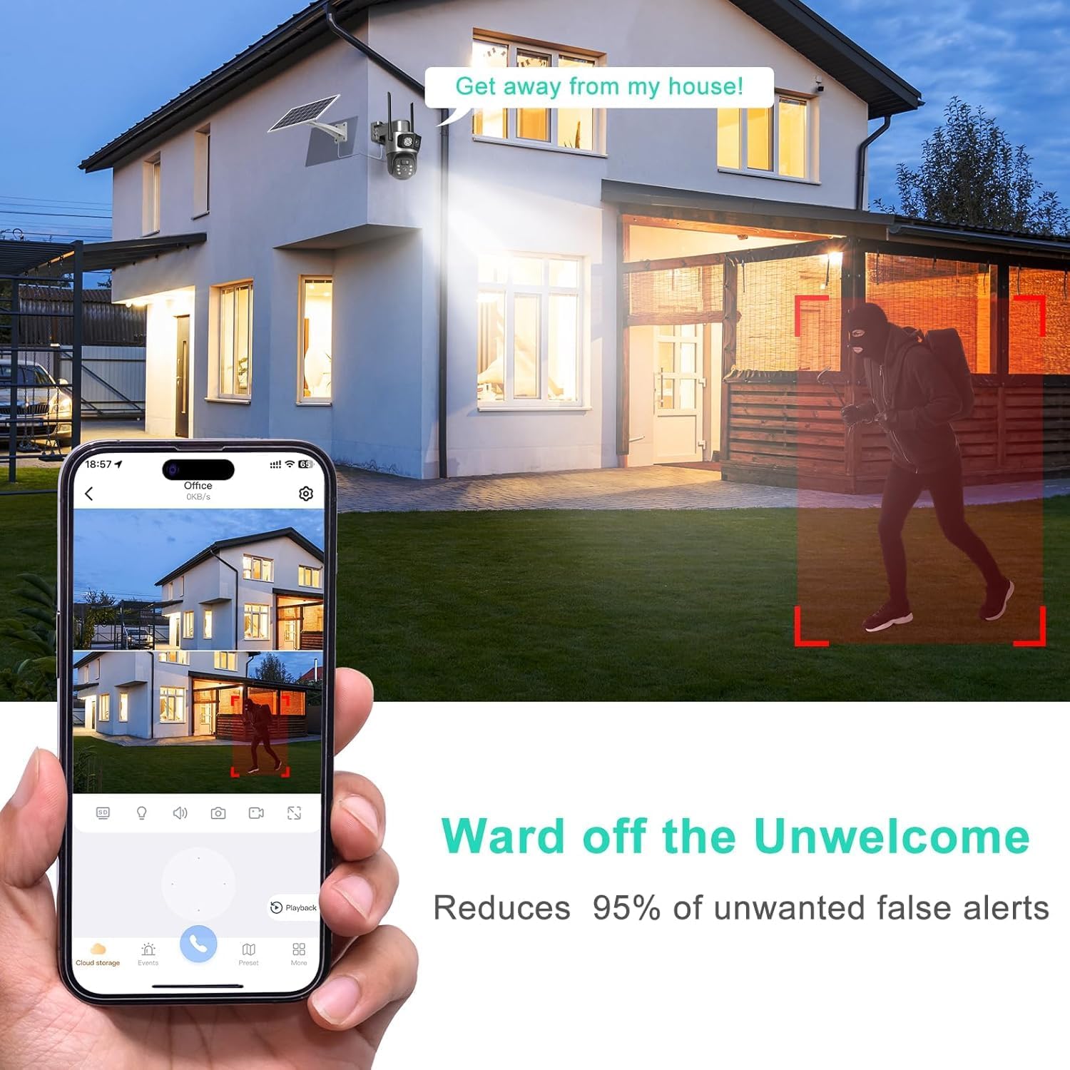 SANSCO 2K Dual Lens Solar Security Camera Wireless Outdoor, 2.4G & 5G WiFi, 360° PTZ Home Security Camera, 100% Wired Free, Spotlight Color Night Vision, 2-Way Audio, PIR Motion Detection(2 Pack)