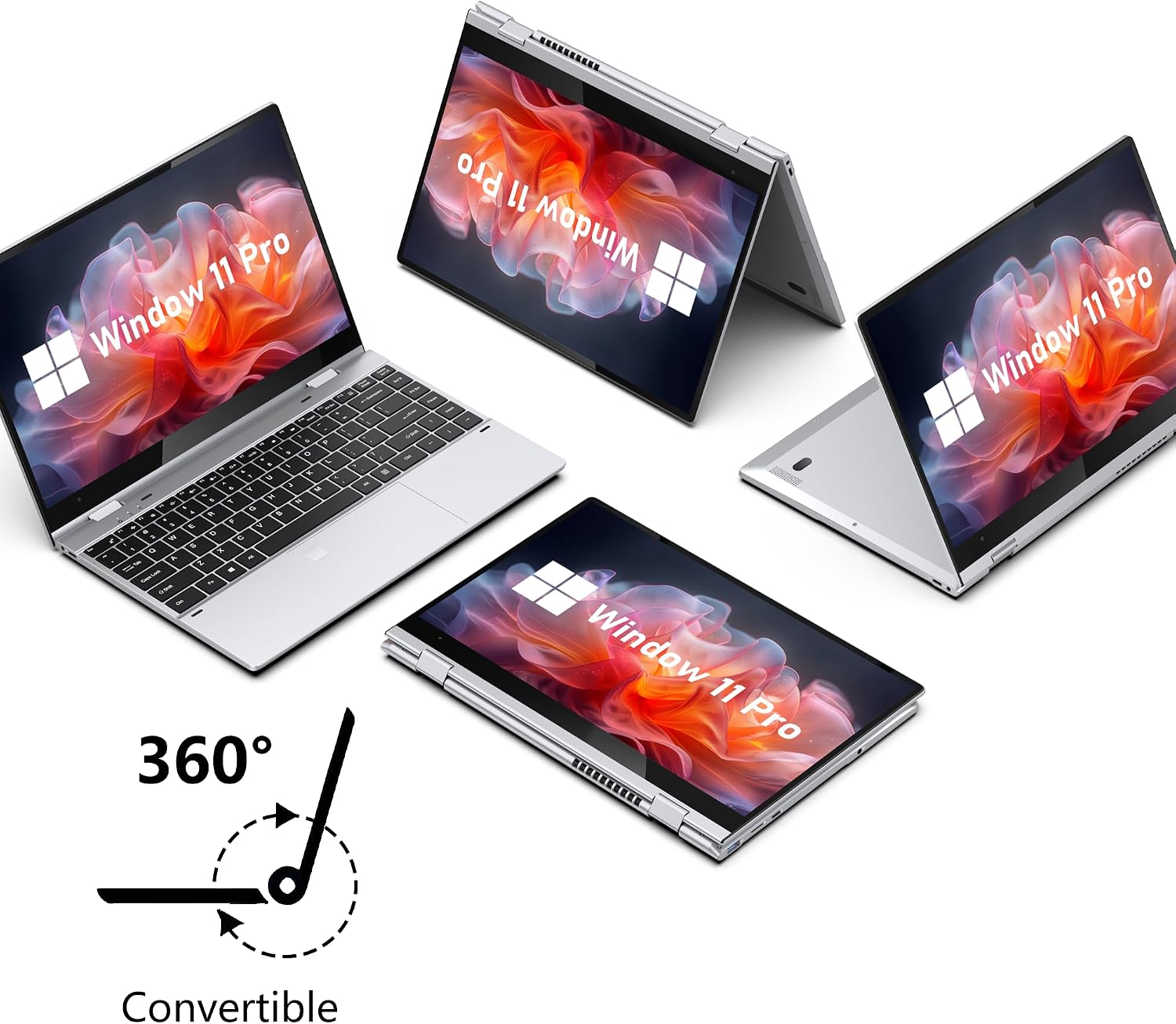 FUNYET Touchscreen Laptop Computer 2026, 14 Inch 2 in 1 Gaming Lap Top Windows 11 Pro, 16GB RAM 1TB SSD, Intel N100 Processor, Office 365, Fingerprint Unlock, Backlit Keyboard, Wi-Fi 6