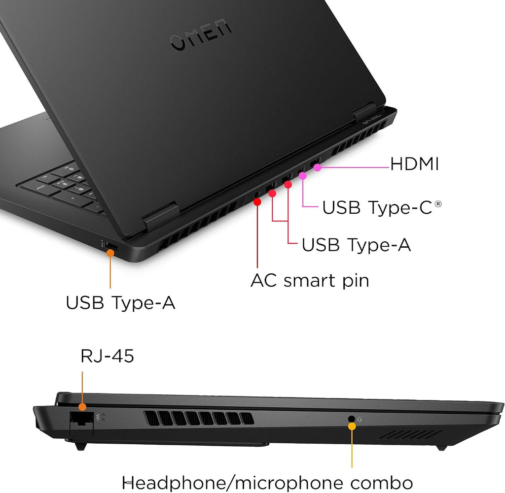 HP 2025 Gaming Laptop | Omen 17-BD100 | AMD 10-Core Ryzen AI 9 365 | NVIDIA GeForce RTX 5060 | 64GB DDR5 | 8TB SSD | 17.3' 1920x1080 144Hz | Win11 Pro - Wi-Fi 6E - BT 5.3 - RGB Backlit KB - Black