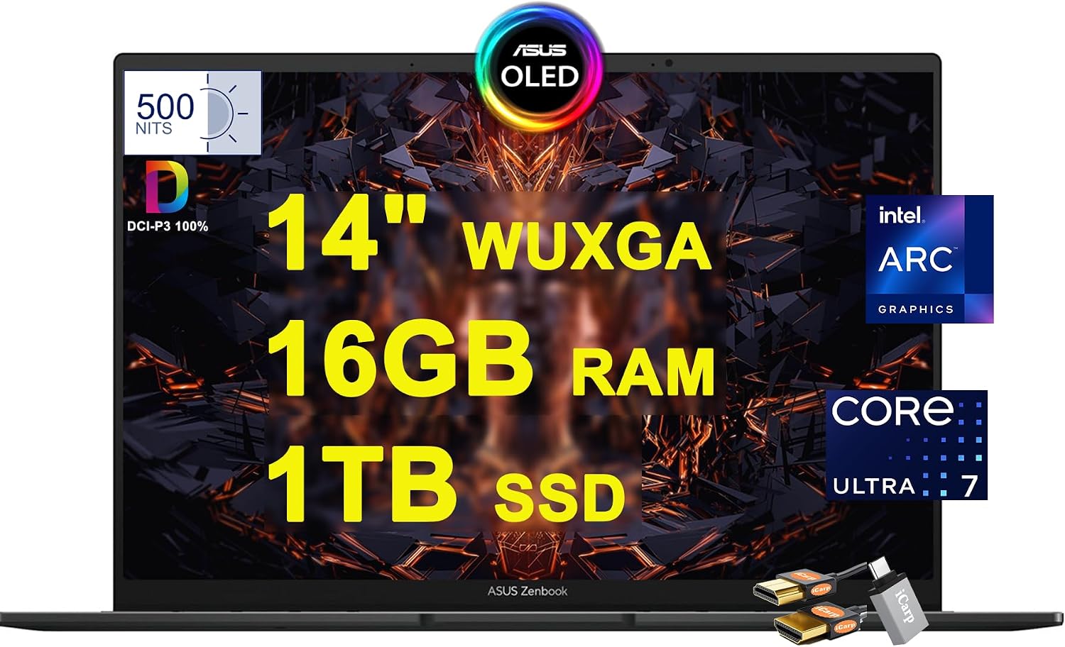 Asus Zenbook 14X OLED Business Laptop 14.5/'' 2.8K 120Hz Touchscreen (550nits, 100% DCI-P3, Glossy) 13th Gen Intel 14-core i7-13700H 16GB RAM 512GB SSD Backlit Keyboard Thunderbolt Win11 + HDMI Cable