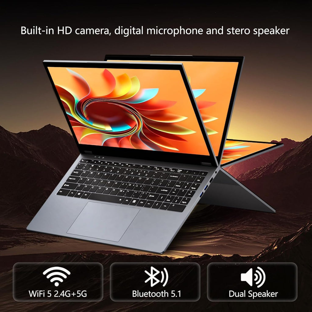 DUNHOO 15.6 Inch 2 in 1 Laptop, Touchscreen Convertible Laptop with Ryzen 3-3200U(up to 3.5GHz),16GB RAM 512GB SSD, 360° Rotating Touch Screen Laptop Computer, WIFI5 BT5.1 Backlit Keyboard