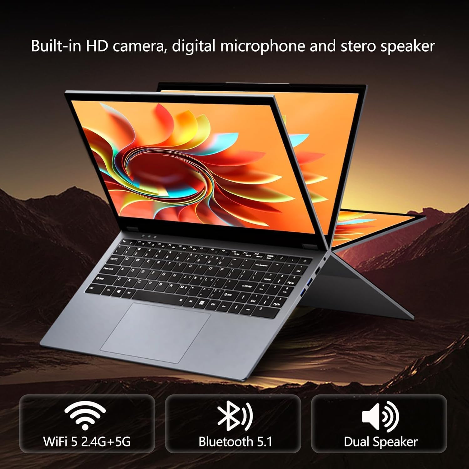 DUNHOO 15.6 Inch 2 in 1 Laptop, Touchscreen Convertible Laptop with Ryzen 3-3200U(up to 3.5GHz),16GB RAM 512GB SSD, 360° Rotating Touch Screen Laptop Computer, WIFI5 BT5.1 Backlit Keyboard