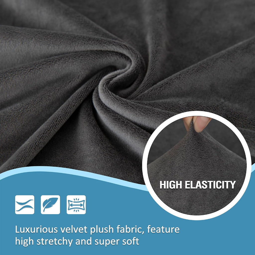 HDCAXKJ Corner Sectional Couch Covers Velvet Stretch L Shape Sofa Cover Soft Thick Sectional Slipcovers Set U Shaped Living Room Non Slip Magic Furniture Protector for Pet Dogs (Dark Gray, X-Large)