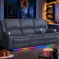 Redesigned Recliner Sofa 3 Seater Couch with Recliner, Home Theater Seating with Liftable Console & Removable Armrest, Manual Velvet Fabric Sofa Reclinering with Storage & USB Ports for Living Room