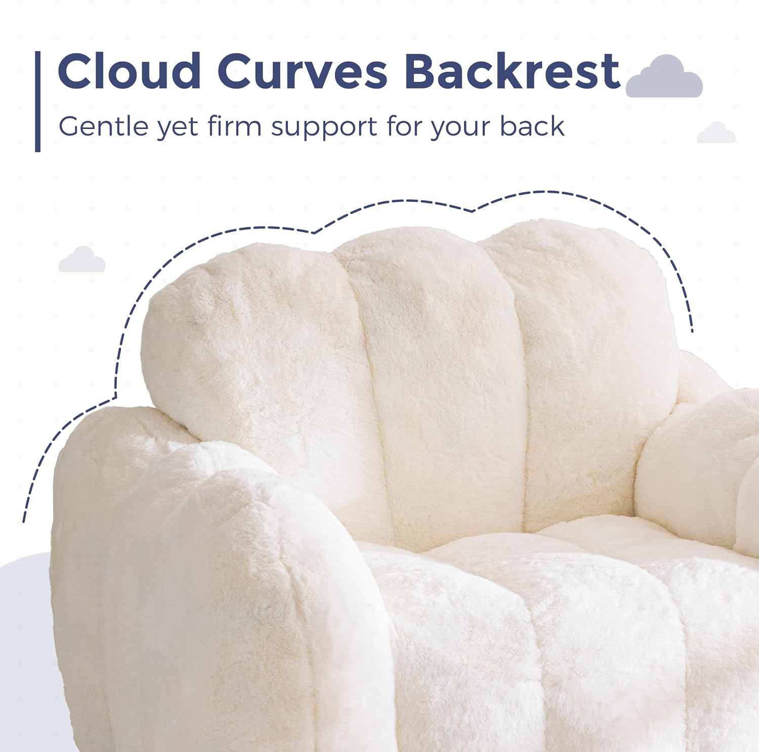 MAXYOYO Bean Bag Chair, Cloud Shaped Bean Bag Sofa for Adults, Soft Stuffed Lazy Floor Sofa with Supportive Filling, Comfy Single Couch for Living Room, Bedroom, Apartment, Beige