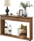 VASAGLE Sofa Console Table, 47.2 Inches Narrow Entryway Table with 3 Drawers, Bottom Shelf, Metal Corners, for Living Room, Bedroom, Farmhouse Style, Honey Brown ULNT143KB01S