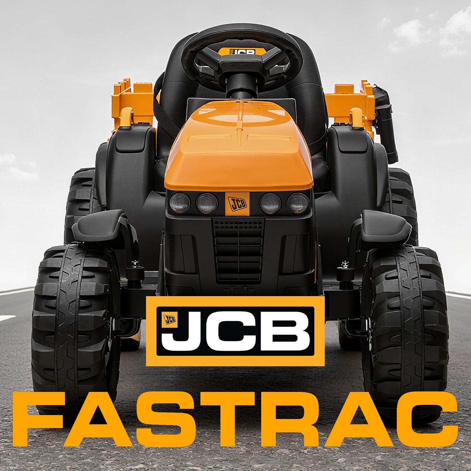 Hikiddo Licensed JCB 24V Electric Ride on Trator for Big Kids 3-8 with Trailer, Remote Control, 400W Motors - Yellow