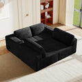 Vesgantti 159' Modular Sectional Sofa, Corduroy Cloud Couch with Extra Deep Seats & Spring Support, Flexible Layout 4-Seater Boneless Couch, No Assembly Required, Black
