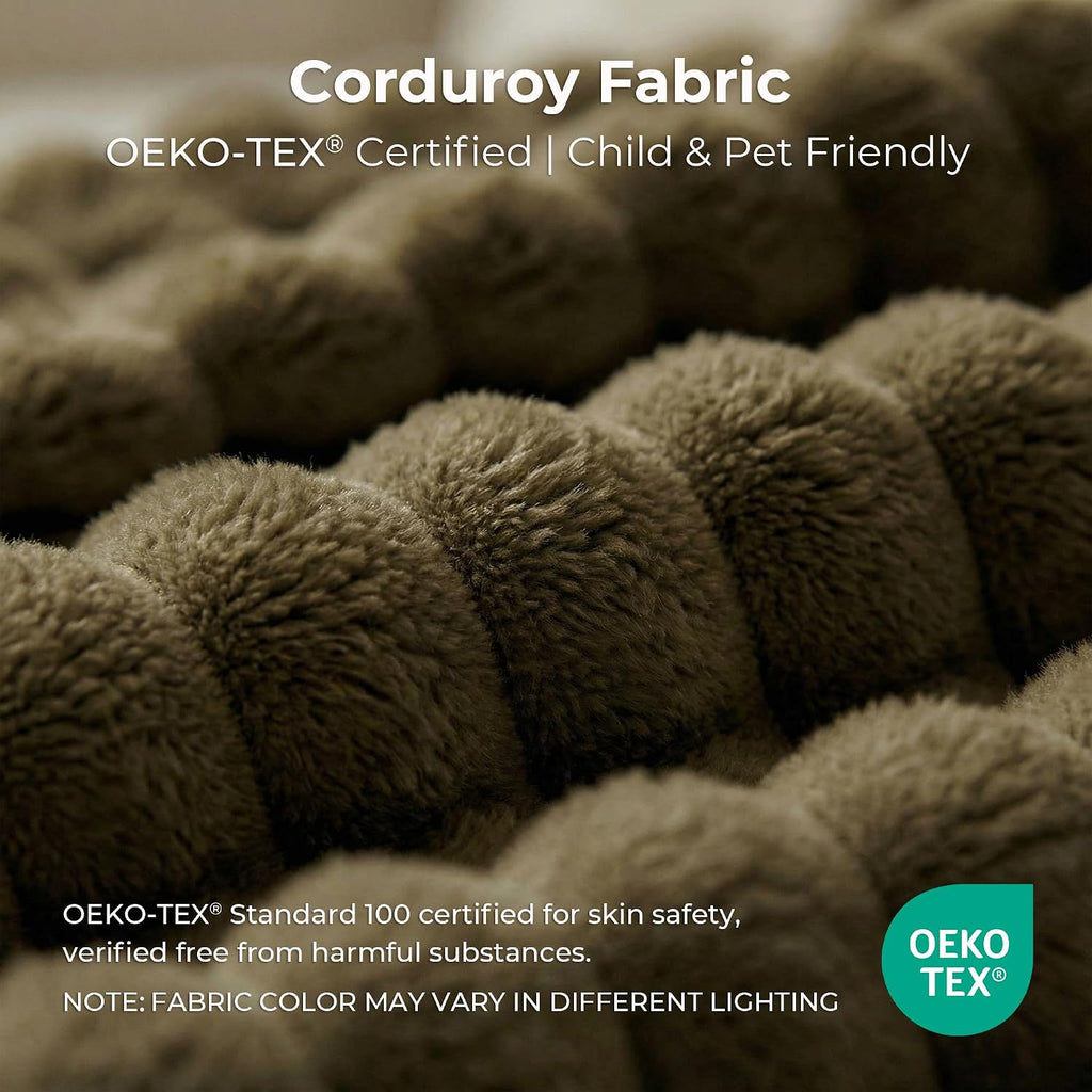 LIKIMIO Liorin Plush 71' Luxury Corduroy Boneless Cloud Couch, No Assembly Small Space Loveseat for Apartment, Office & Living Room, Brown
