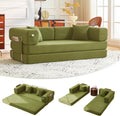 79' Convertible Sofa Bed with Pillows, Corduroy Folding Sleeper Sofa with Fixed-Shape Frame, Boneless Couch for Living Room Bedroom, Floor Sofa Lounge No Assembly Required (A - Style - Olive Green)