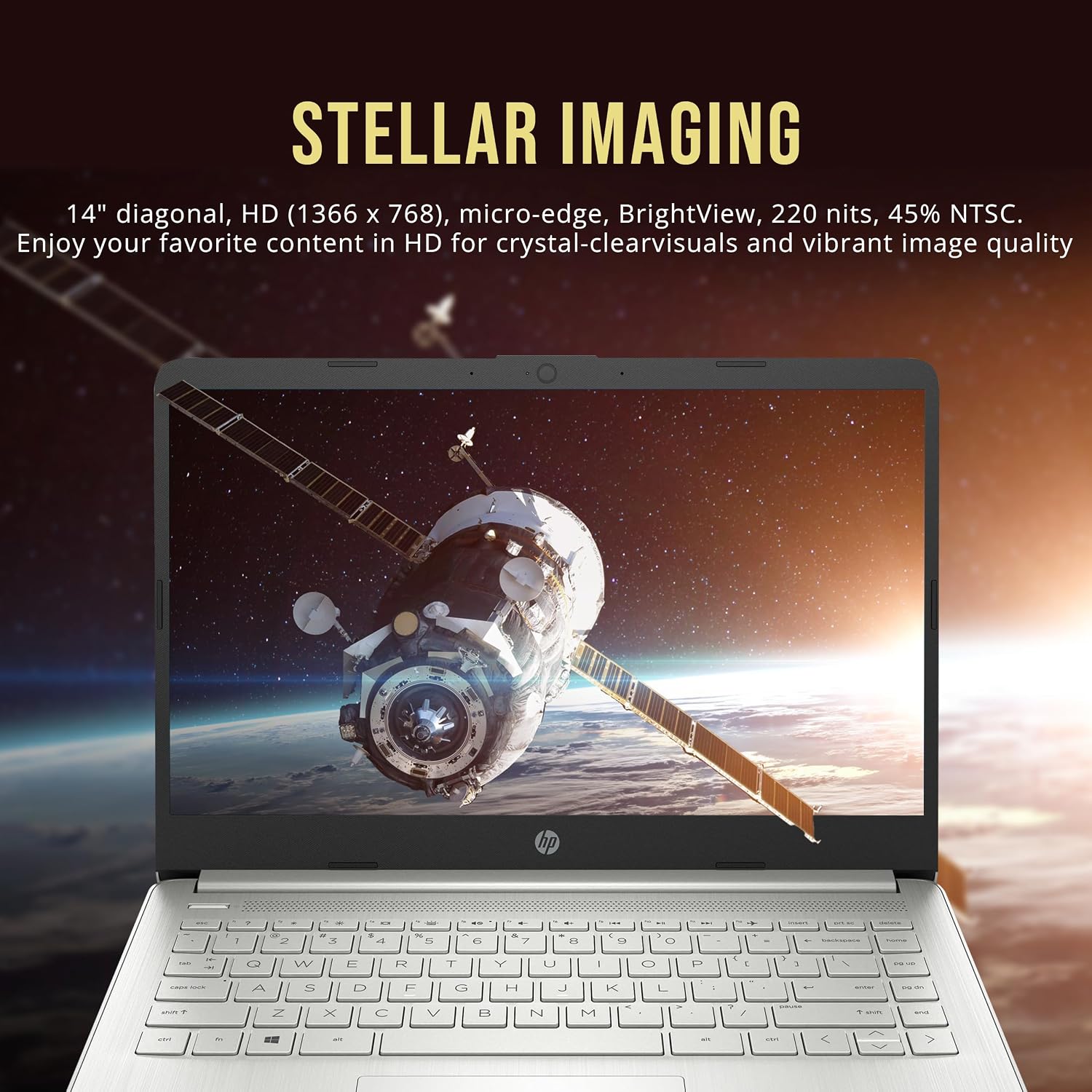 HP Stream 14' HD BrightView Laptop, Intel Celeron N4120, 32GB RAM, 288GB Storage (128GB eMMC + 160GB SSD Docking Station Set), Intel UHD Graphics, HD Webcam, Wi-Fi, 1 Year Office 365, Win 11 S, Silver