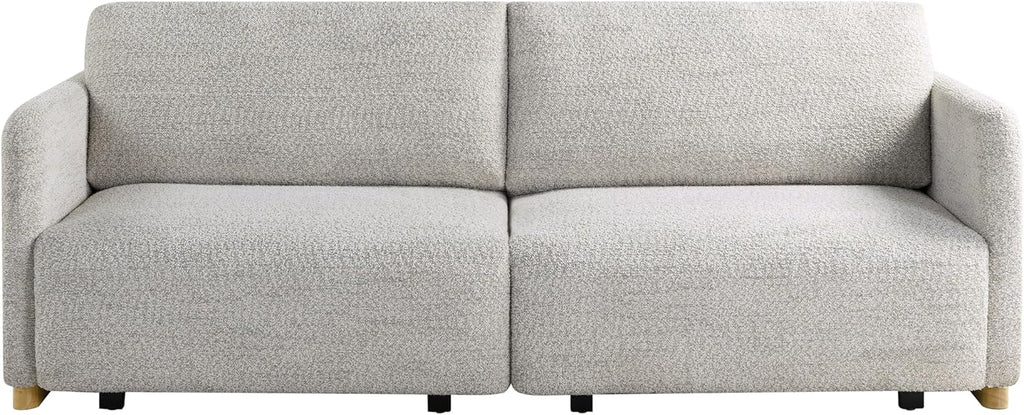 Serta Vail 86' Convertible Sleeper Sofa, Queen Size, Wall-Hugging Dreamglide Mechanism, Dreamcoil Comfort, Boucle Fabric, Ivory